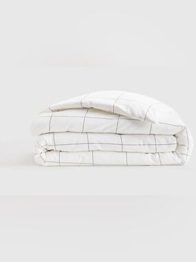 Quince Luxury Organic Signature Duvet Cover in Windowpane Queen